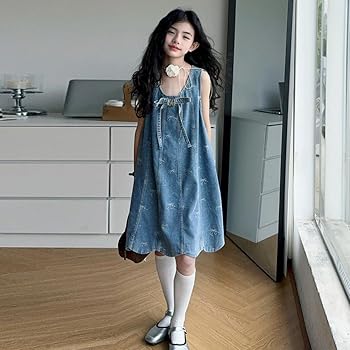 BAPE KIDS デニムワンピース ノースリーブ Amazon | [OUBINEWER] 女の子 デニム ワンピース 夏